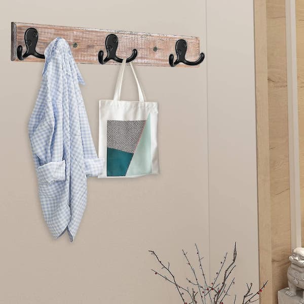 10-pack Double Coat Hook Wall Mount with 20 Screws Retro Double Coat Hook Universal Hook [Db]