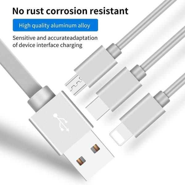 2-pakning multi USB-ladekabel, 3-i-1, sammenleggbar, multippel