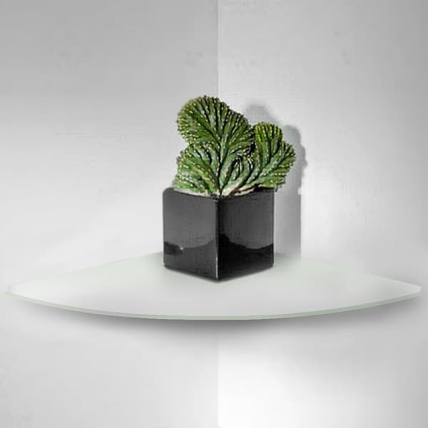 2 Pcs Acrylic Radial Corner Shelf Wall Mounted Floating Shelves Home Decor (Transparent)