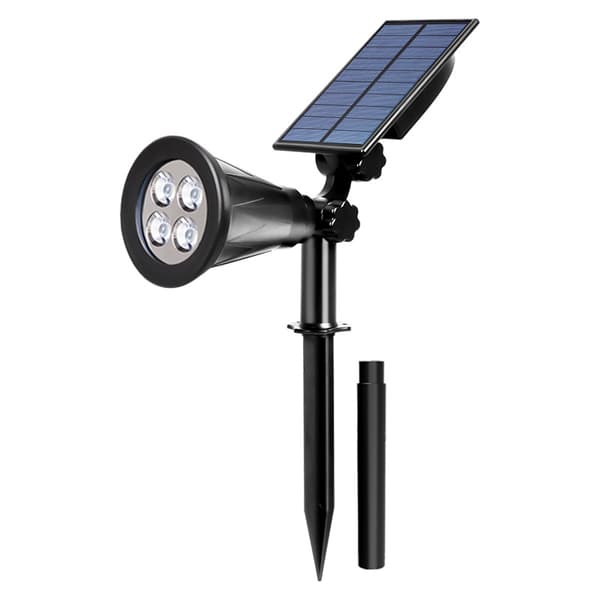 Vit LED-aurinkovalonheitin, 4 LED-aurinkolamppu, vedenpitävä ulkokäyttöön