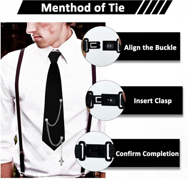 Dameuniform Slips Justerbar Stropp Stripete Ferdigknyttet Slips Svart Slips for Uniform, Skole, Skjorte Tilbehør -