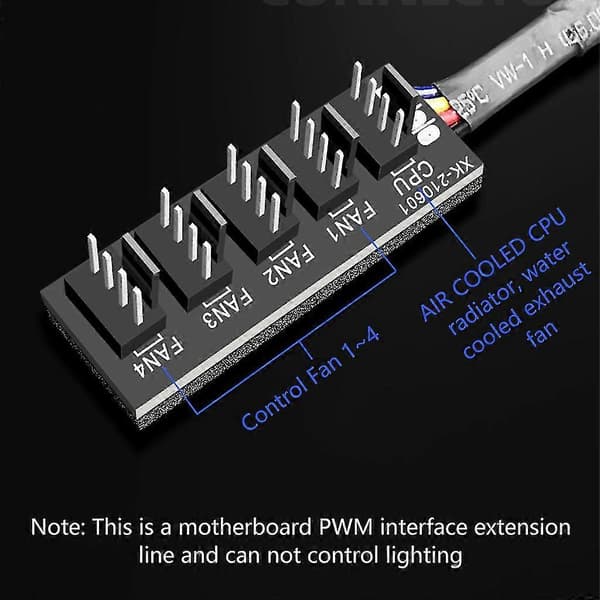 Chassis Fan Hub CPU Cooling 5 Ports 4-Pin PWM Controller Multiple Ports + Cable