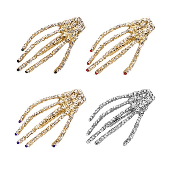 Rhinestone Skull Hand Hårnål Halloween Piger Piger Skull Hårnål
