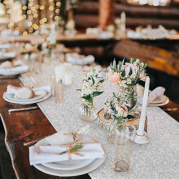 Sequin Table Runner White Glitter Runner For Rectangular Tables Decoration Wedding Party Sequin Glitter