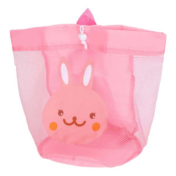 Kids Toy Storage Bag Extra Large Breathable Mesh Bag Foldable Beach Bag with Shoulder Strap Pink