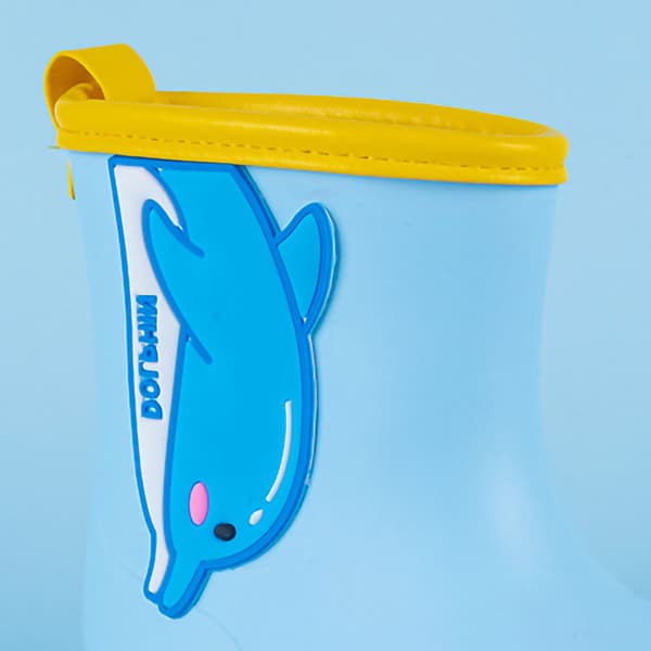 Rain Boot Cute Cartoon Pattern Mid-Calf Comfortable Rain Shoe for Kids Light Blue 150mm