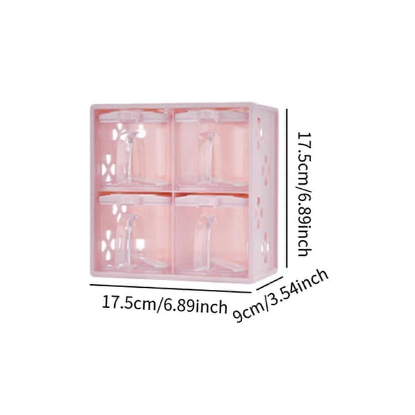 Spice Storage with 4 Compartments, Spice Jars for Kitchen with Lid and Spoon, Spice Rack, Spice Container for Cafe Pepper