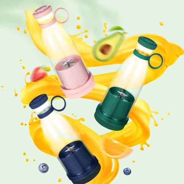 Rechargeable Blender Fruit Juicer Mixer 6 Blades Portable Electric Juicer Maker Fruit Blender Fruit Extractors-Pink