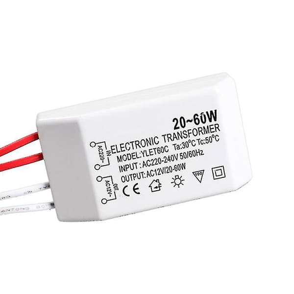 20-60W halogenlampe Elektronisk transformator Spotlight Adapterenhet 220V til AC12V