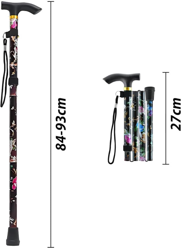 Gåstav, foldbare gåstave, bærbare gåstave til vandring, bjergbestigning, ældre (justerbar 84 cm - 95 cm)