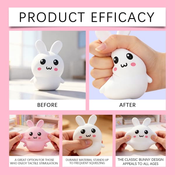 White Rabbit Squeeze Toy: A Portable Stress Reliever for Everyday and Office Use, Perfect for Parent-Child Interaction