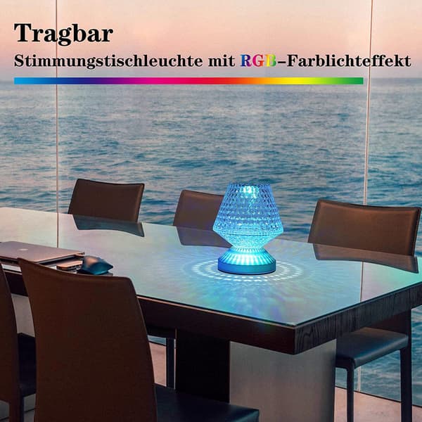 #Bordlampe trådløs bordlampe krystallampe RGB, touch, dæmpbar#