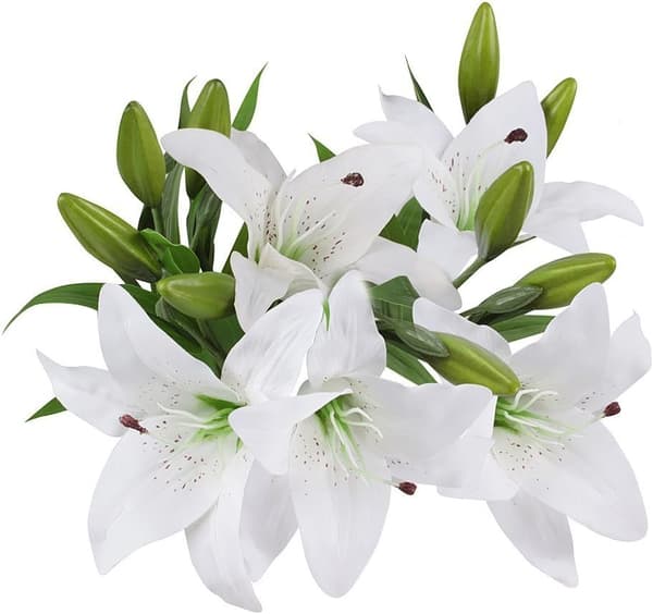 Kunstige blomster, 5 stk. latex kunstige liljer