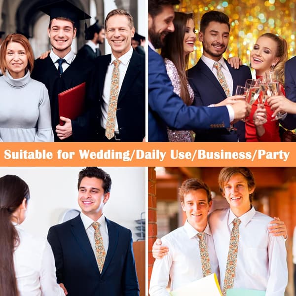 Slips til mænd, bomuldsblomstret slips til mænd Bryllupper Groomsmen Dansefester Valentinsdagsgave -