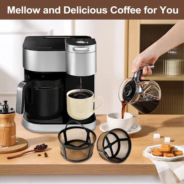 Genanvendeligt kaffefilter 2-pak, BPA-frit permanent rustfrit stålnet til Hamilton Beach 8 til 12 koppers kaffemaskiner 2 STK 2 PCS