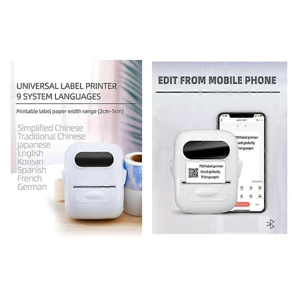 P50 Termisk Etikettskriver Bluetooth Etikettprodusent Strekkodeetikettskriver