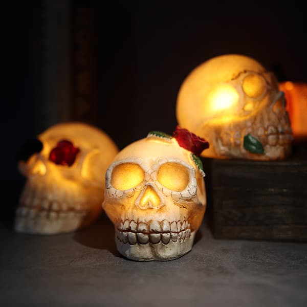 Halloween Dødninghode Lys Spøkelsesfestival Harpiks Ornament LED Elektrisk