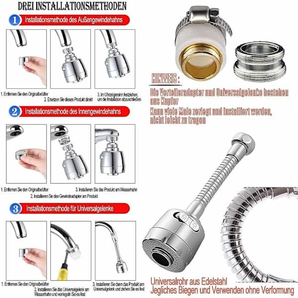 /EA/2-piece set three-piece short tube + medium aerator dishwasher three-piece splash-proof for kitchen