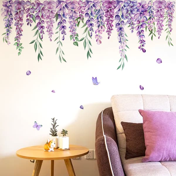 Sommer vårblomst vindusdekaler antikollisjon lilla Wister