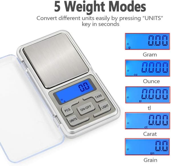 Digital Pocket Scale, 500g Capacity High Precision with 0.01g Accuracy, Mini Electronic Gram Scale for Reloading
