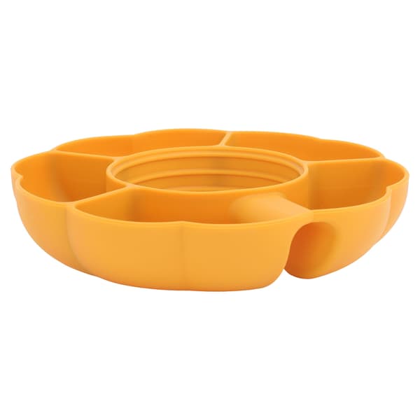 Silikon Delad Serveringsbricka 5 Fack Rund Snacksbehållare för 40oz Mugg Orange
