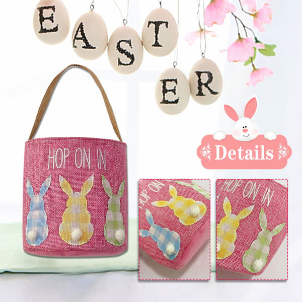 Non-woven Easter Egg Basket Portable Cute Bunnies Storage Bag Multifunctional Easter Toy Storage Bucket Blue Blue