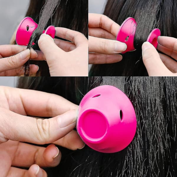 Hmwy-40st Hårrullar Store og Små Silikonkrølltang For Hårstyling Silikonkrølling (rosa)