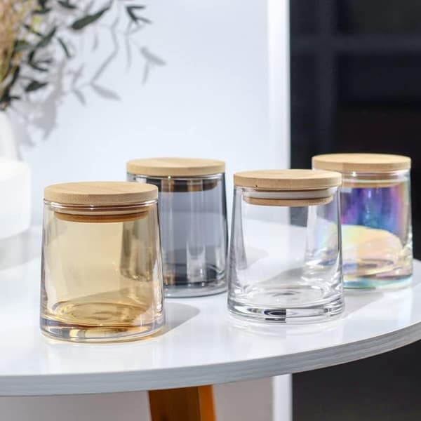 Sockerskål i glas, godisburk, snacksförvaring med trälock