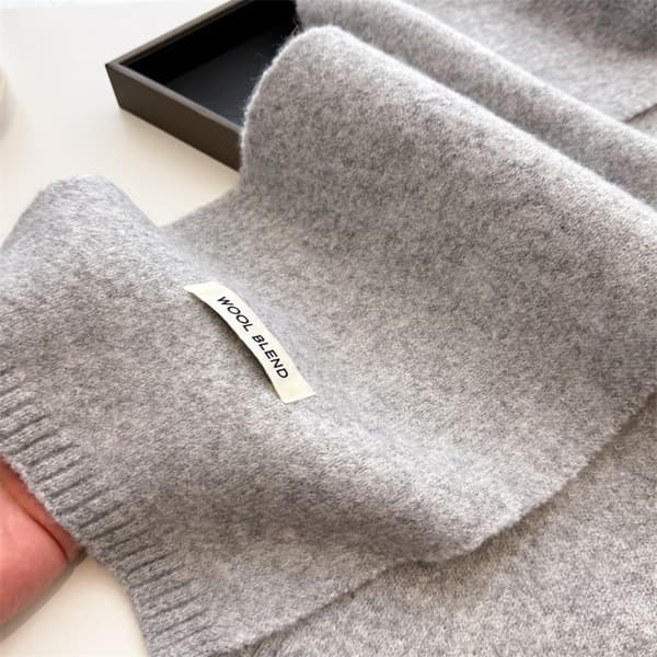Høst Vinter Varmt Skjerf Sjal - Ensfarget Polyester Strikket Halsvarmer Grå Grey 140