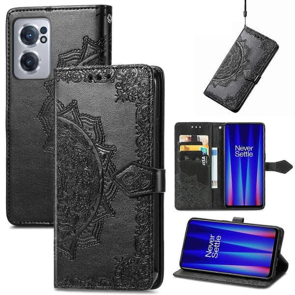 Til OnePlus Nord CE 2 5G Mandala Blomst Præget Læder Telefoncover [DB]