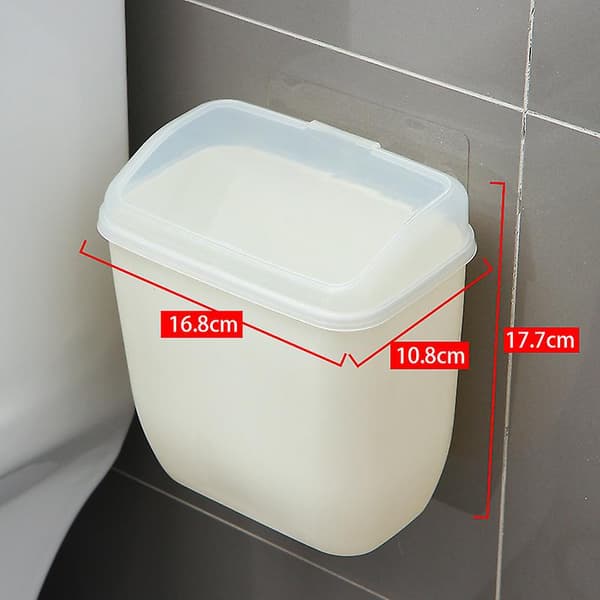 Wall Mounted Trash Can Hanging Waste Bin for Bathroom Kitchen Multifunctional