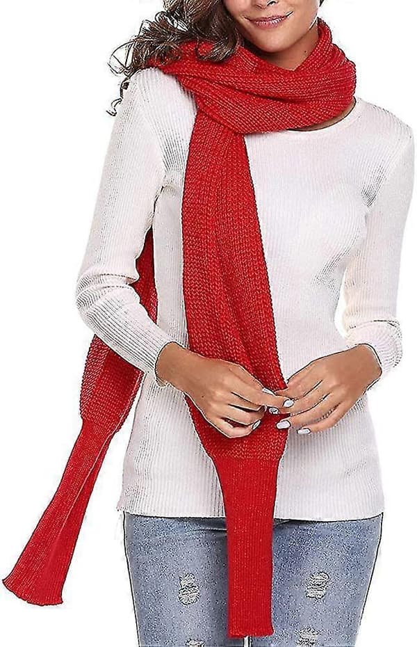 Multifunktionelle tørklæder, dametørklæde, capetørklæde, vintermode, unisex rød Red