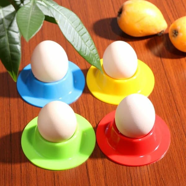 Fargerike silikon eggkopper sett med 4 fargede silikon eggkopper bærbar rund eggkoppholder vaskbar91-A