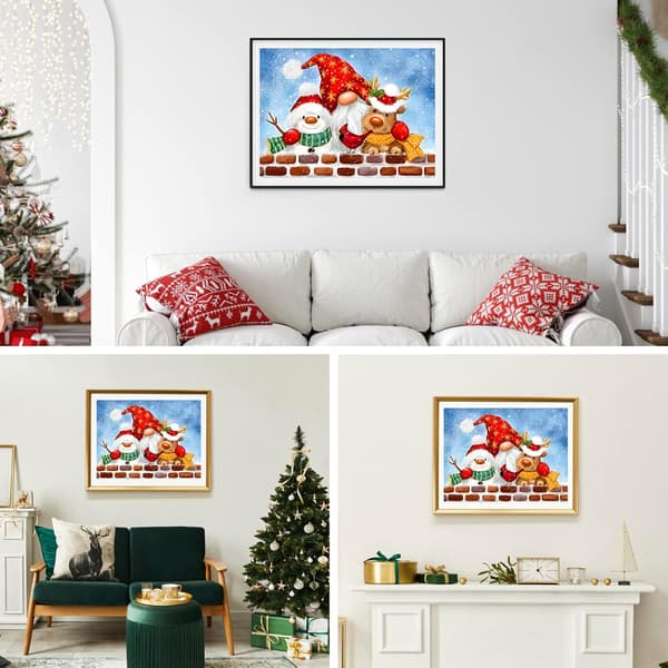 30x40cm Julediamantmalingssett for voksne, 5D Nisse Diam