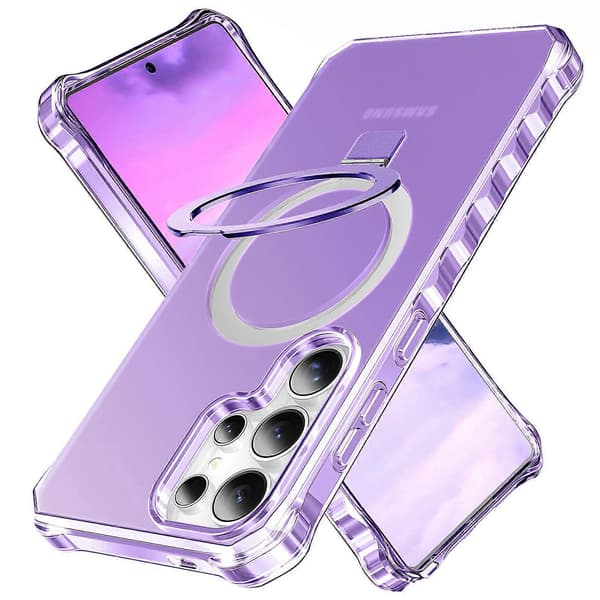 Compatible with Samsung Galaxy S25 Ultra Case with Magnetic Ring Stand - Purple Purple