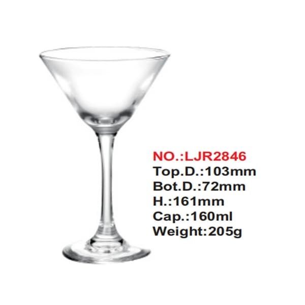 Martini Glas - Klassiske Cocktailglas til Manhattan, Grasshopper, Espresso - 160 ml - 6-pak