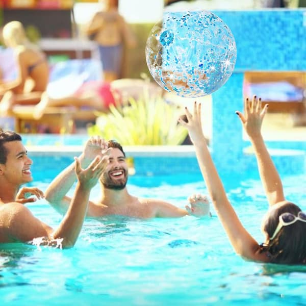 Oppustelig strandbold, 24 tommer glitterstrandbolde, konfetti, Cle