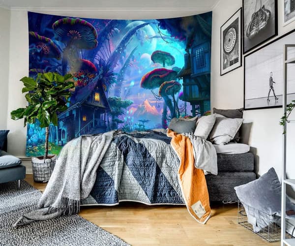 Halloween-seinävaate, Fantasy Psychedelic Tapestry Mushroom Cas
