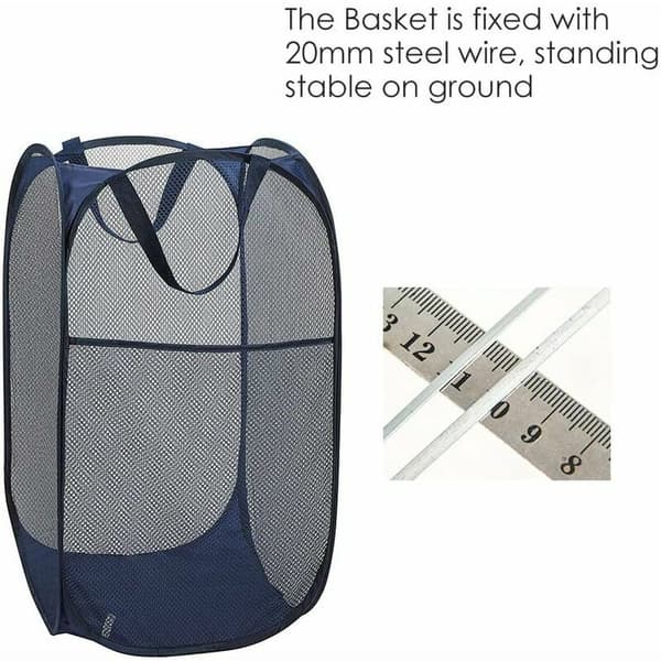 Laundry Basket [2-pack] Foldable Pop Up Mesh Laundry Hamper Laundry Bag Foldable Laundry Basket with Handles, Blue