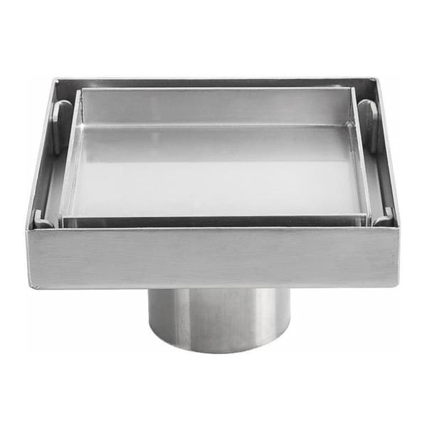 Invisible floor drain in 304 stainless steel, square, thickened deodorant floor drain, 10x10 cm