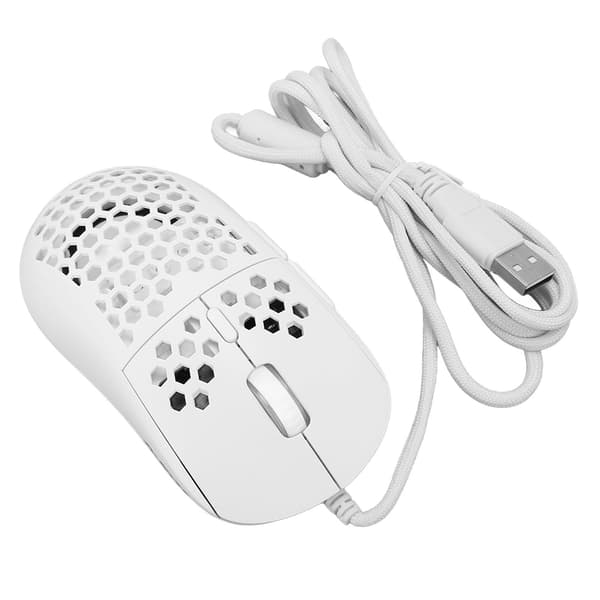 Wired mouse ergonomic white adjustable DPI 6 keys hollow plug and play gaming mouse for gaming office study