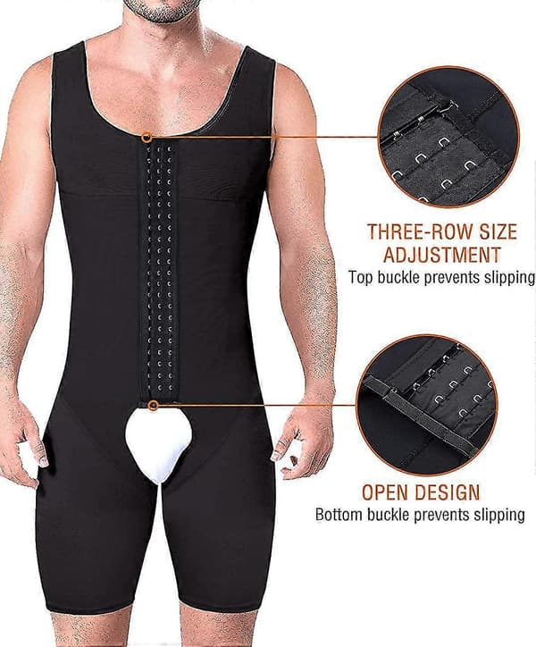 Herr Shapewear Helkroppsformare Kompression Slimmande Magekontroll Body 1st-svart,,L