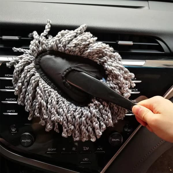 2-pack Mini Microfiber Car Dashboard Duster Brush, Multifunctional Car Cleaning Brush, Car Interior Exterior Accessories, Grey