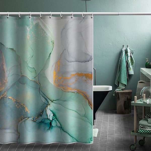 Stall Marmor Duschdraperi Badrum Set Färgglada Tygband W