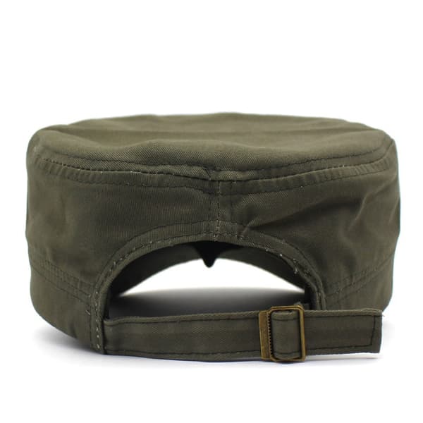 Solid Color Unisex Flat Cap (Army Green), Adjustable and Trendy