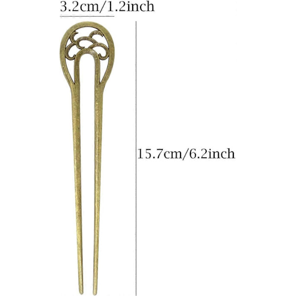 Metalliset U-muotoiset hiusneulat naisille, 16 cm, 3 kpl
