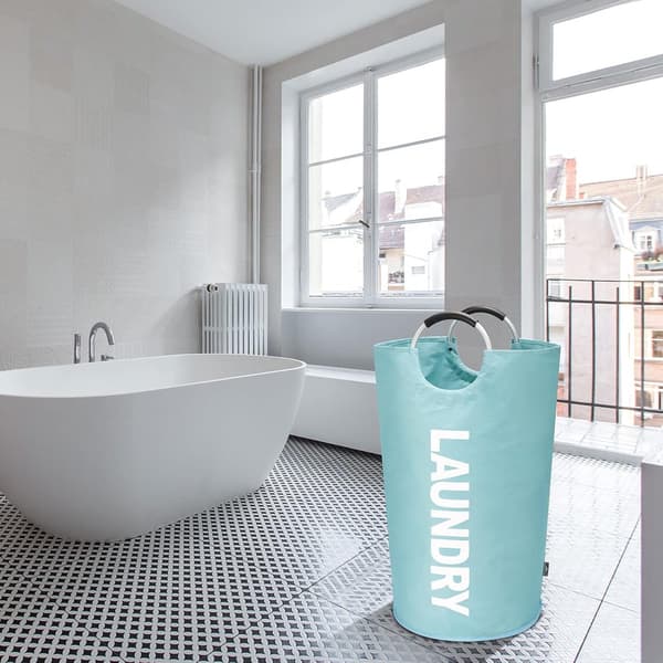 Foldable Laundry Basket 115L Large Collapsible Laundry Hamper with Raised Feet Easy to Clean for Home, Dorm, and Camping Lake Blue