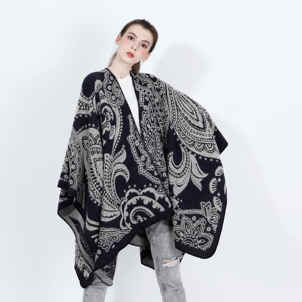 Dame tørklæde wraps Stole Vinter Varm Tykt tæppe Oversized tørklæder (blå)