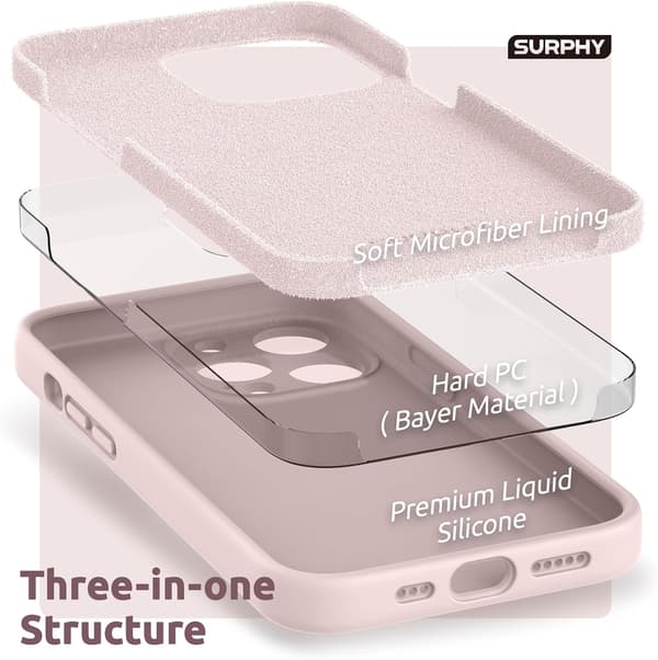 Liquid Silicone Case for iPhone 13 Pro, Individual Lens Protection Shockproof Rubber iPhone 13 Pro 6.1 (Pink)