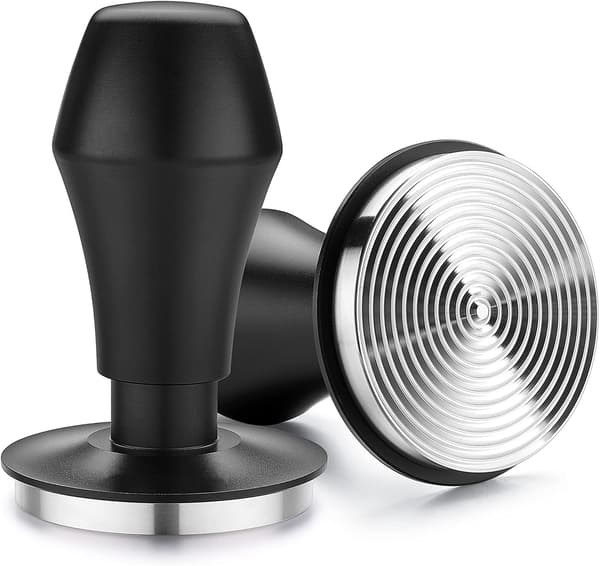 Coffee Tamper 53.3mm - Spring Tamper - Barista Espresso Tamper with 15lb/25lb/30lb Interchangeable Spring - Flat Base, Black